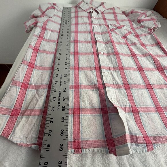 Levi's Mens White Plaid Short-Sleeve Button-Down Shirt XL Cotton Blend Casual - Picture 7 of 7